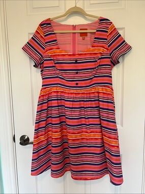 MODCLOTH Women’s pink Multi-Stripe Short Sleeve Dress